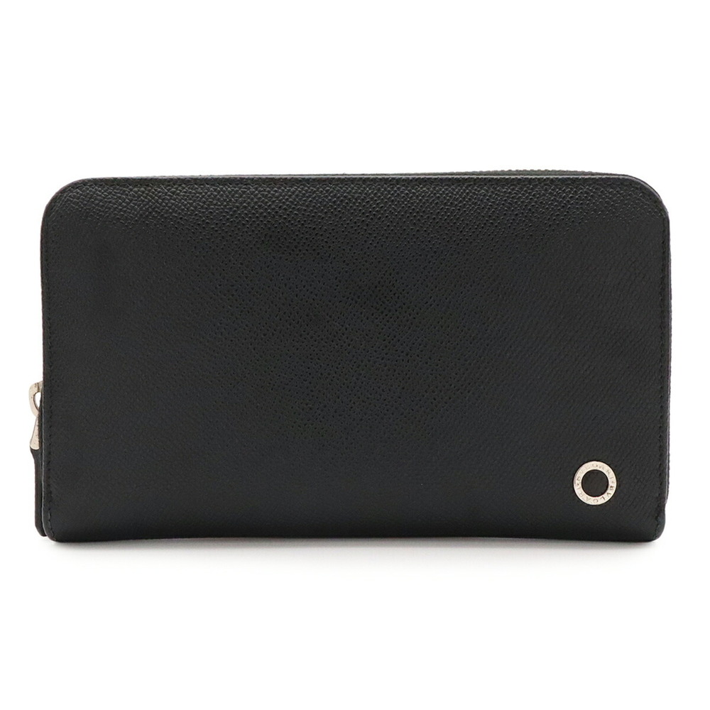 BVLGARI Bulgari Man Zip Wallet, Round Long Leather, Black, 288251